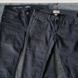 SET: 2 GUC Stretch Black Denim Skinny Jeans Jeggings, Mudd Loft 0S 24/00P Short